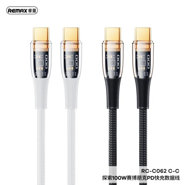 Cable USB Tipo C Serie Explorer RC-C062 C-c Negro - Blanco