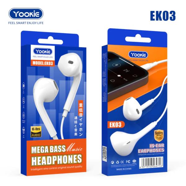 Audifono Manos Libres EK03 Yookie - Blanco