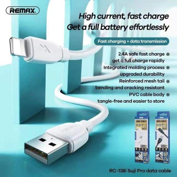 Cable USB Lightning RC-138I Serie Suji PRO Remax - Blanco