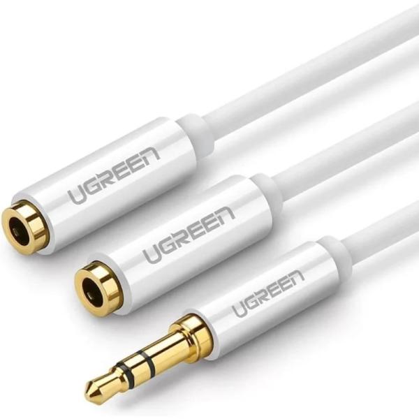 Cable 3.5mm Macho a 2 3.5mm Hembra AV134 10739 Ugreen - 20CM Blanco