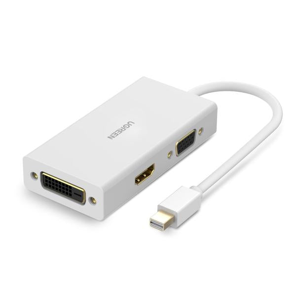 Cable Mini Display Port Macho a VGA HDMI DVI 24+1 Hembra MD114 20418 Ugreen - Blanco