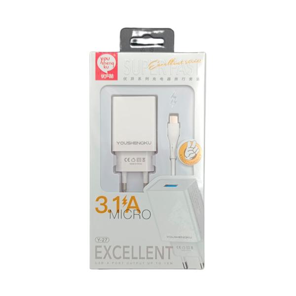 Cargador Casa Y-27 Youshengku - Tipo C Blanco