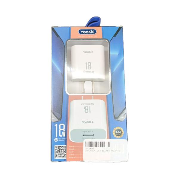Cargador Yookie E18 cubo casa tipo c qc3.0 Imagen secundaria del producto