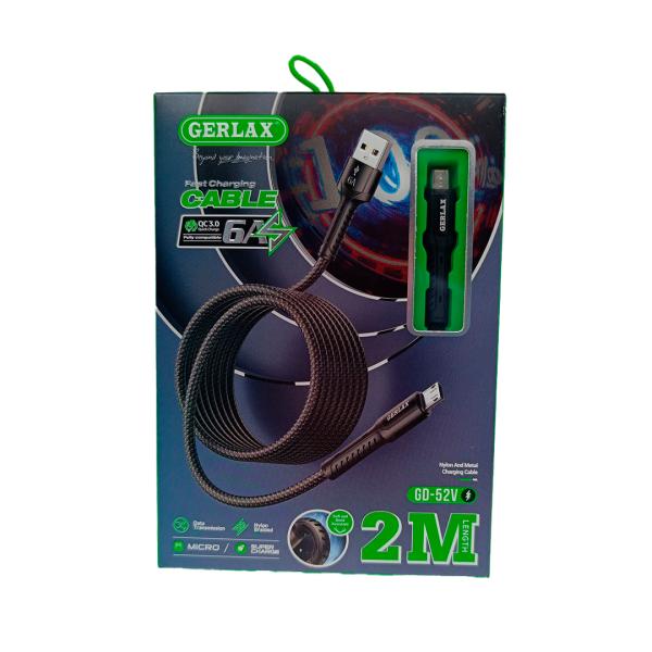 Cable USB Micro B GD-52V2 Gerlax - 2M Negro