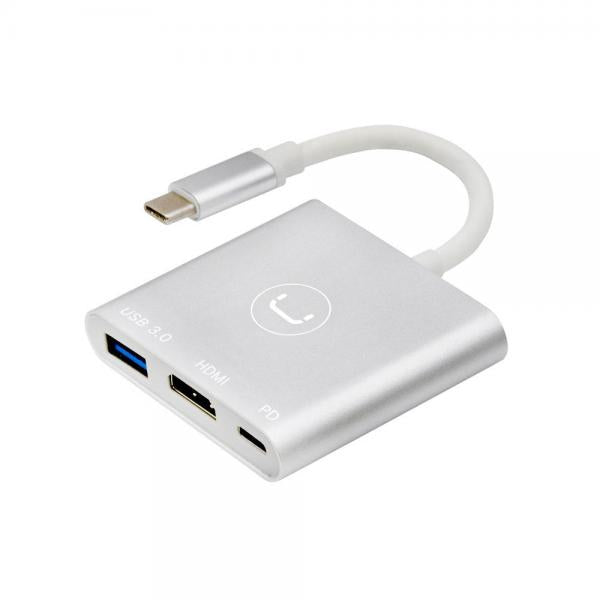 Hub Unno Tekno USB-C 3 en 1 HB1101SV HDMI + USB 3.0 + PD Imagen principal del producto