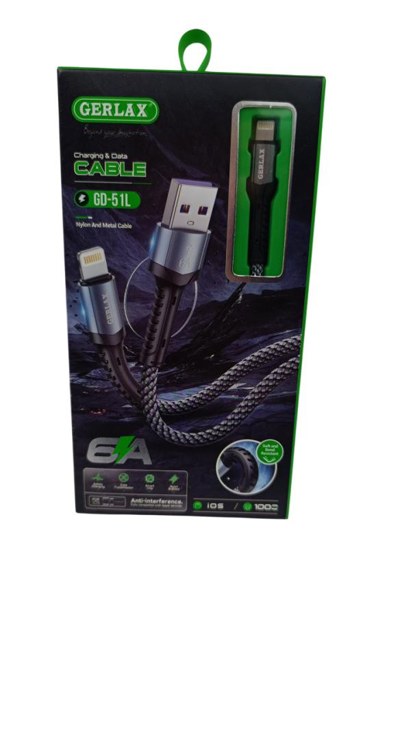 Cable USB Ligthning GD-51L Gerlax - 1M Gris