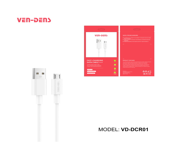Cable USB Micro B VD-DCR01 VEN-DENS - 1M Blanco