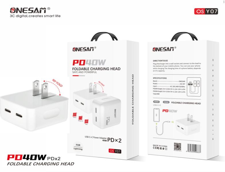 Cargador cubo casa Onesam OS-Y07 doble USB-C 40W Imagen secundaria del producto