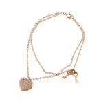 Pulsera Tiffany & Co Diseño Doble Corazon y Llave - Oro Rosa