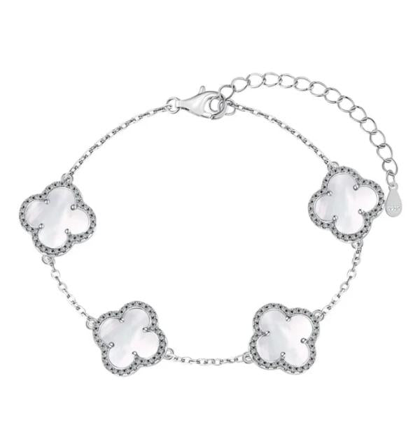 Pulsera de Acero Van Cleef & Arpels Diseño Trebol Grande - Plateado