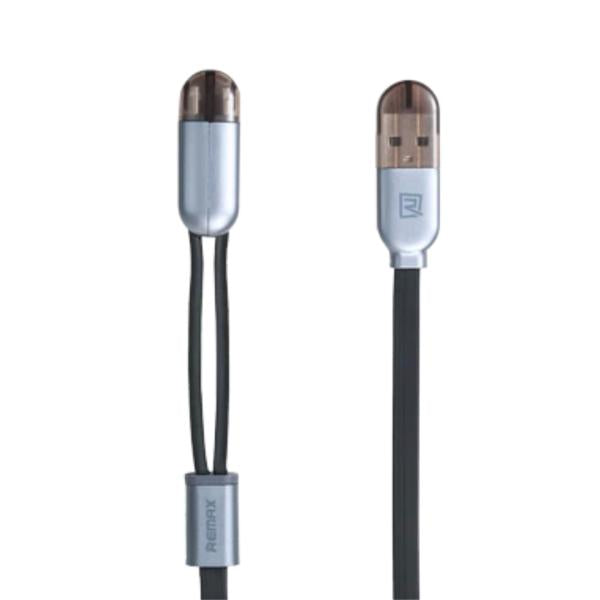 Cable USB Lightning Micro B RC-025T Gemini 2EN1 Remax - Negro