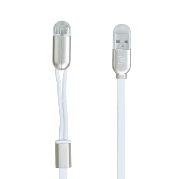 Cable USB Lightning Micro B RC-025T Gemini 2EN1 Remax - Blanco