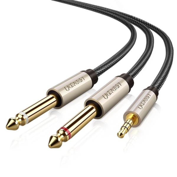Cable 3.5mm Trs Macho a 2 6.35mm Ts Macho 10613 AV126 Ugreen - 1M Gris