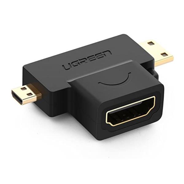 Adaptador Micro Mini HDMI Macho a HDMI Hembra HD129 20144 Ugreen - Negro