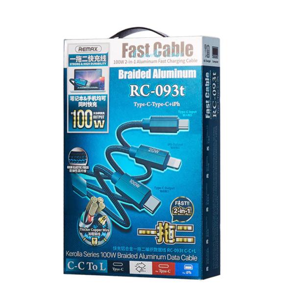 Cable USB Multiplataforma Tipo C Ligthing RC-093T Remax - Azul