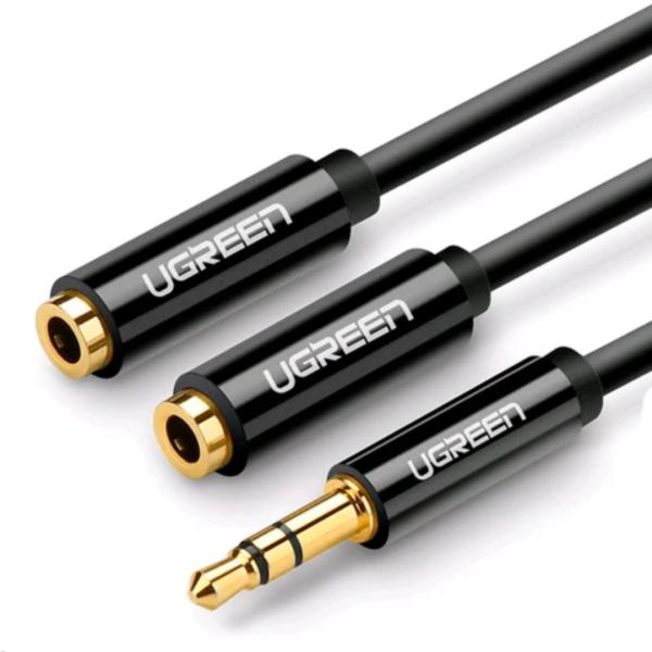 Cable 3.5mm Macho a 2 3.5mm Hembra AV134 20816 Ugreen - 20CM Negro