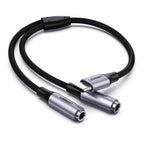 Cable USB Tipo C Macho a 2 3.5mm Hembra AV144 30732 Ugreen - 25CM Gris