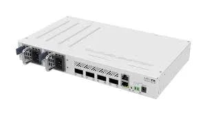 Cloud Router Switch Capa 3 MikroTik con 4 ranuras QSFP28 y una interfaz fast ethernet para administración