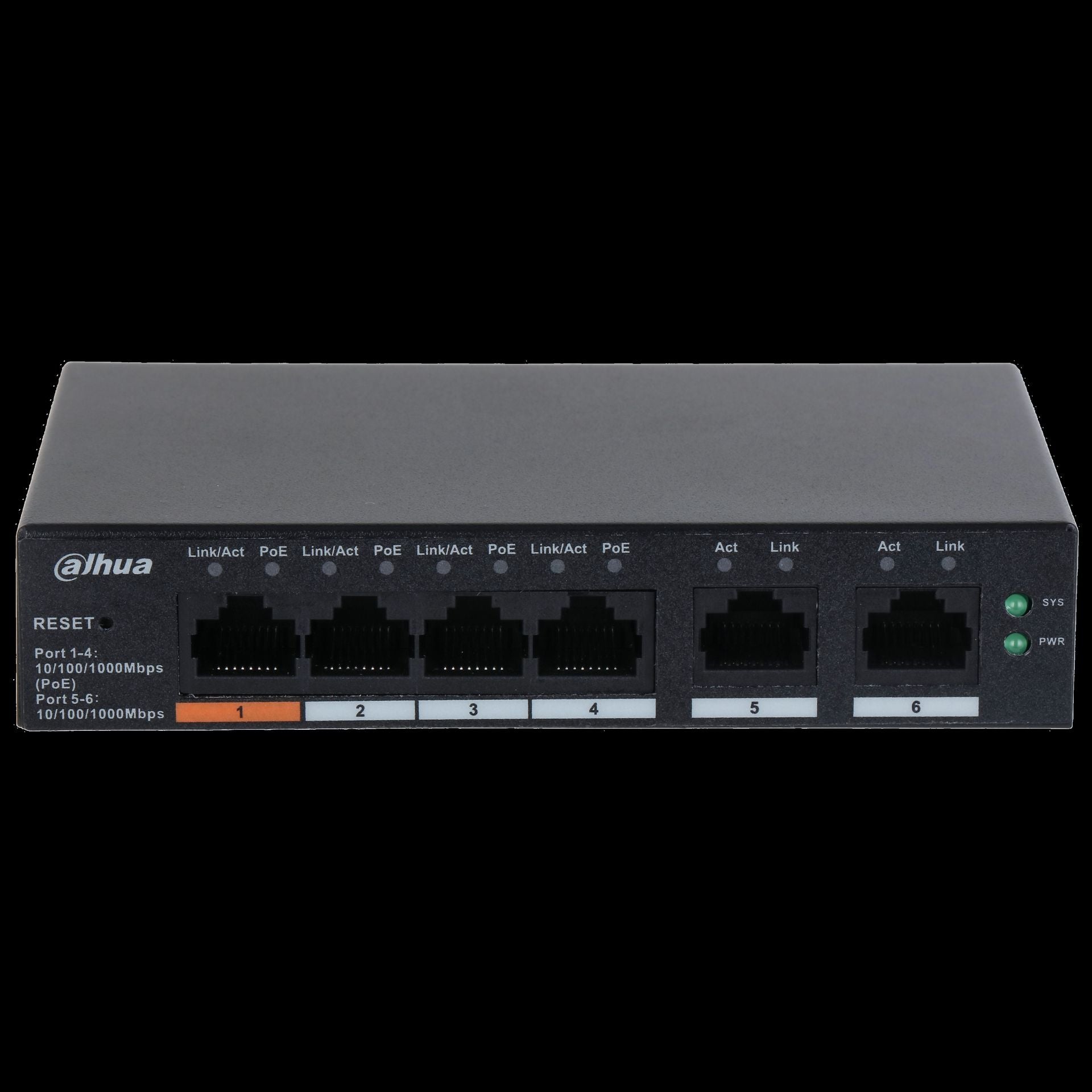 Dahua conmutador gigabit 6 puertos con 4 Puertos PoE -DH-CS4006-4GT-60-  1.0.01.20.11243-9002