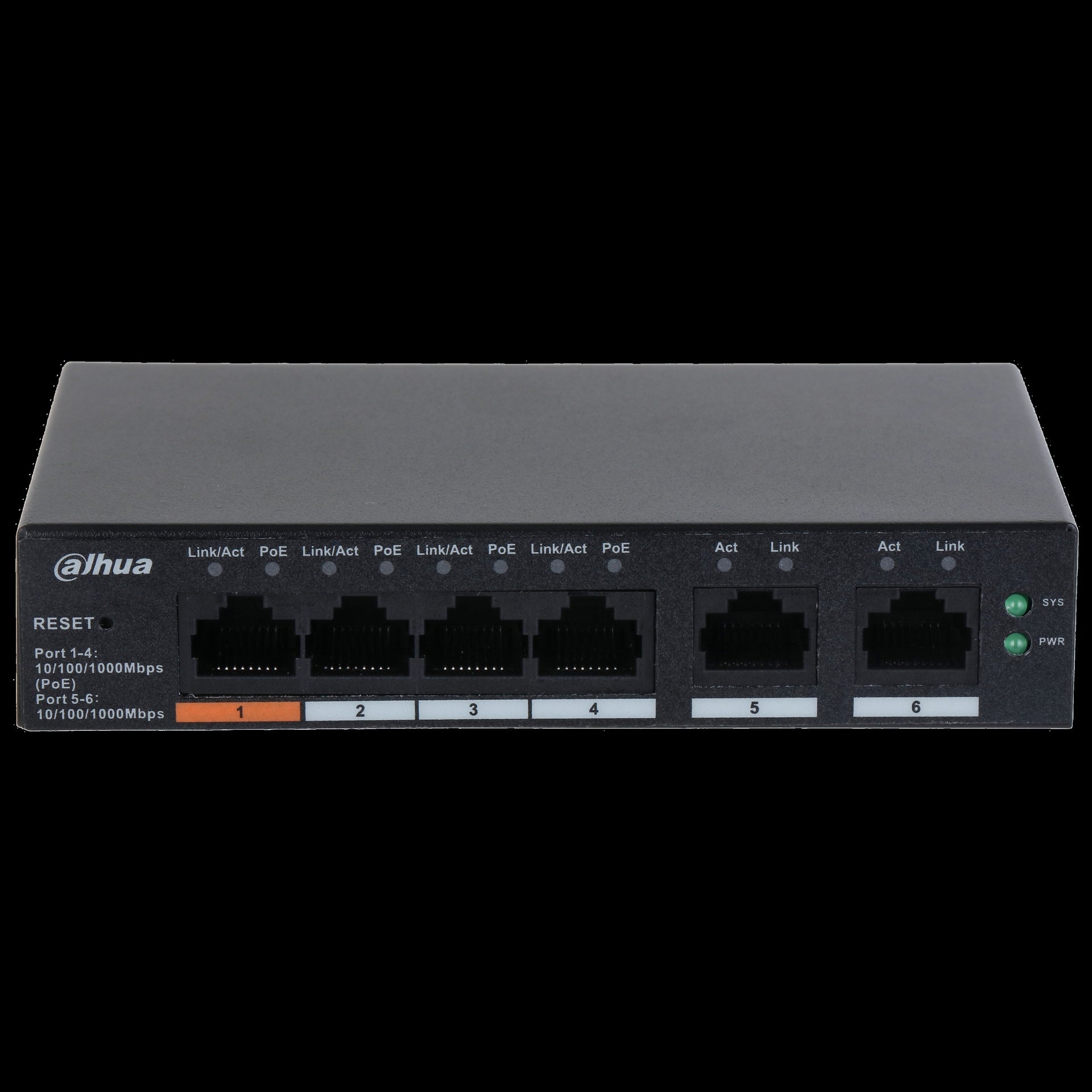 Dahua conmutador gigabit 6 puertos con 4 Puertos PoE -DH-CS4006-4GT-60-  1.0.01.20.11243-9002