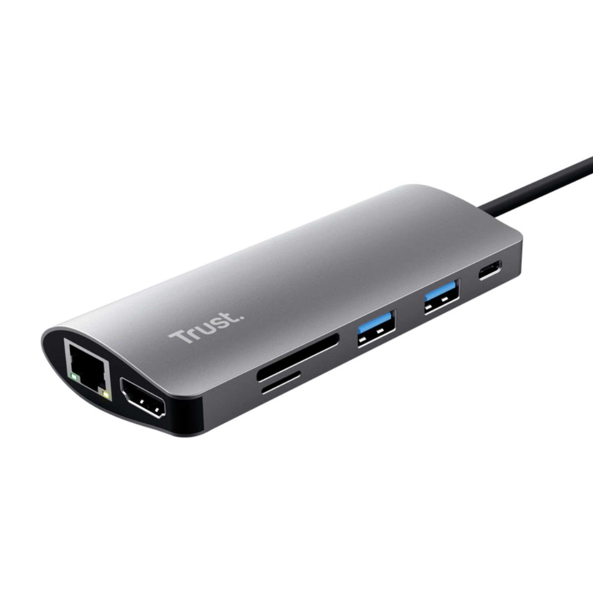 Trust Adaptador 7-en-1 USB-C HDMI Red Lector Tarjetas Gris 23775 Imagen principal del producto