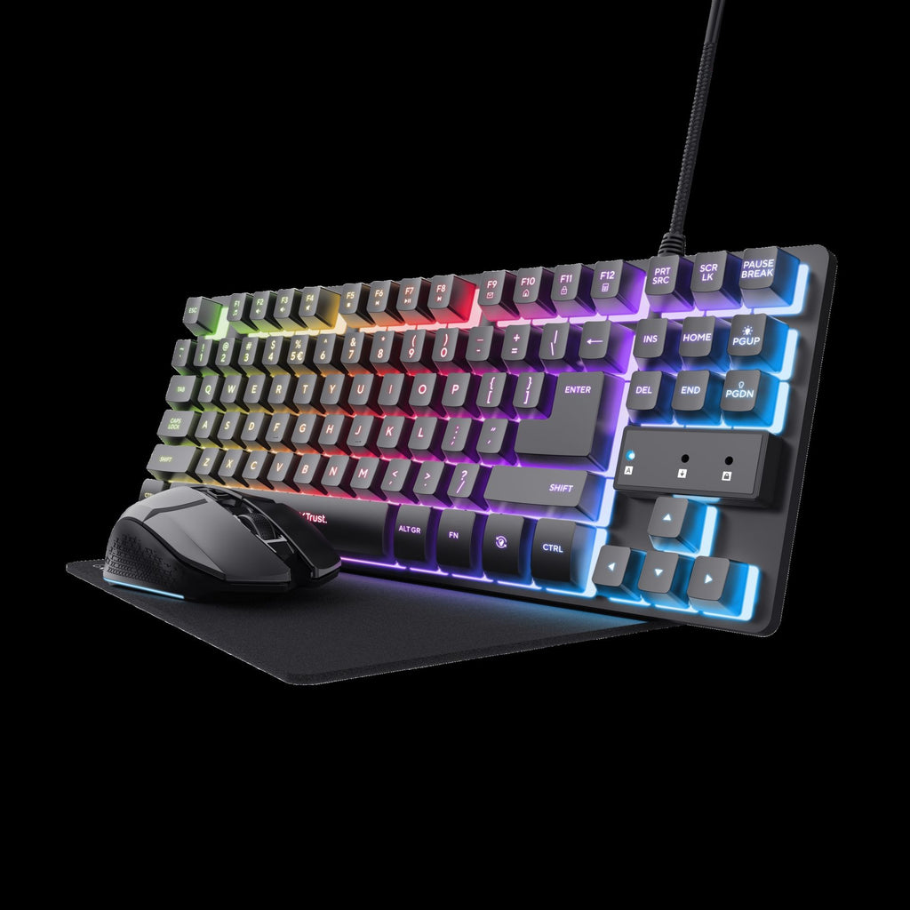 Trust Teclado Mouse y Almohadilla Gamer Color Negro en Español - 25227