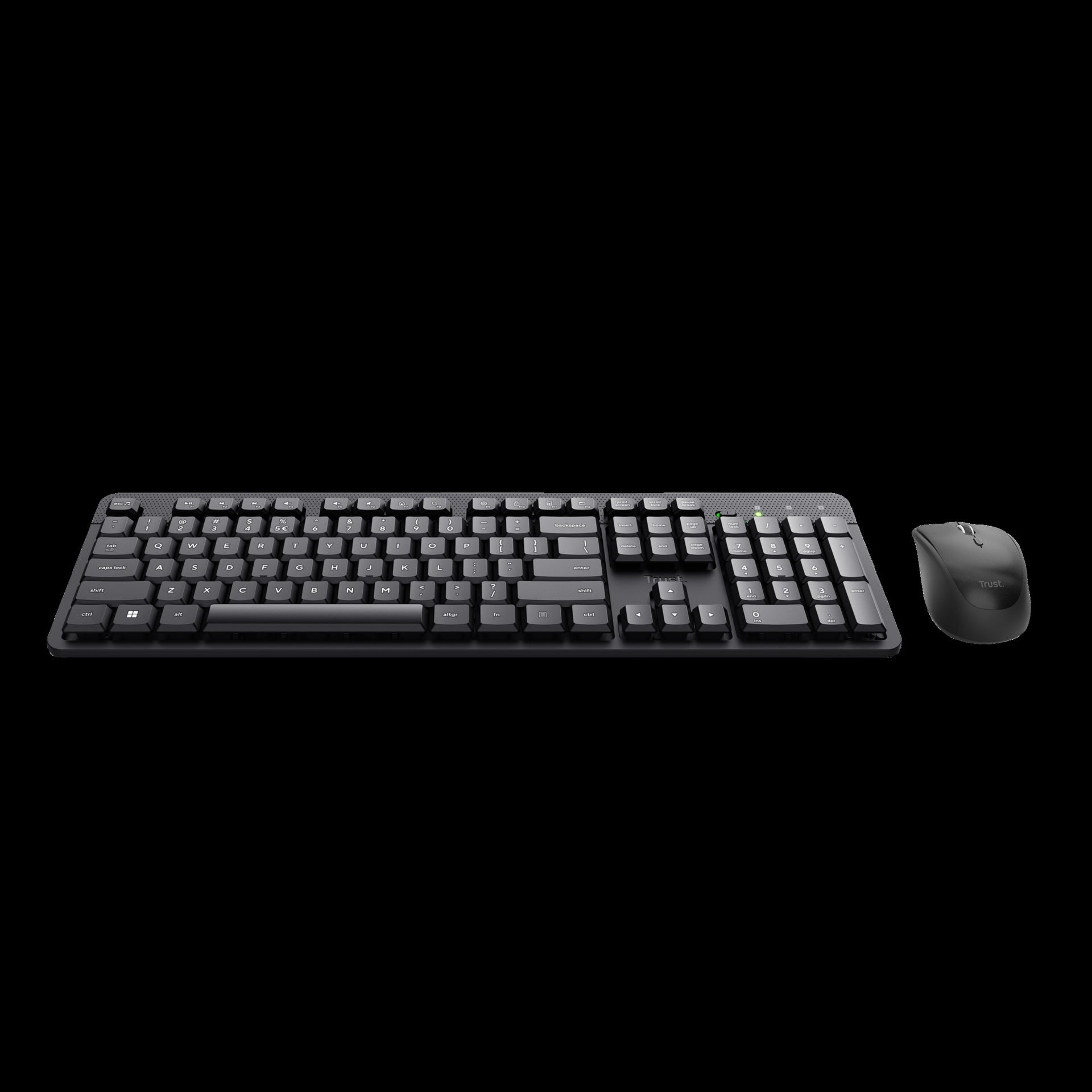 Trust combo teclado y mouse inalambrico silencioso  Ody II en ingles - 25018