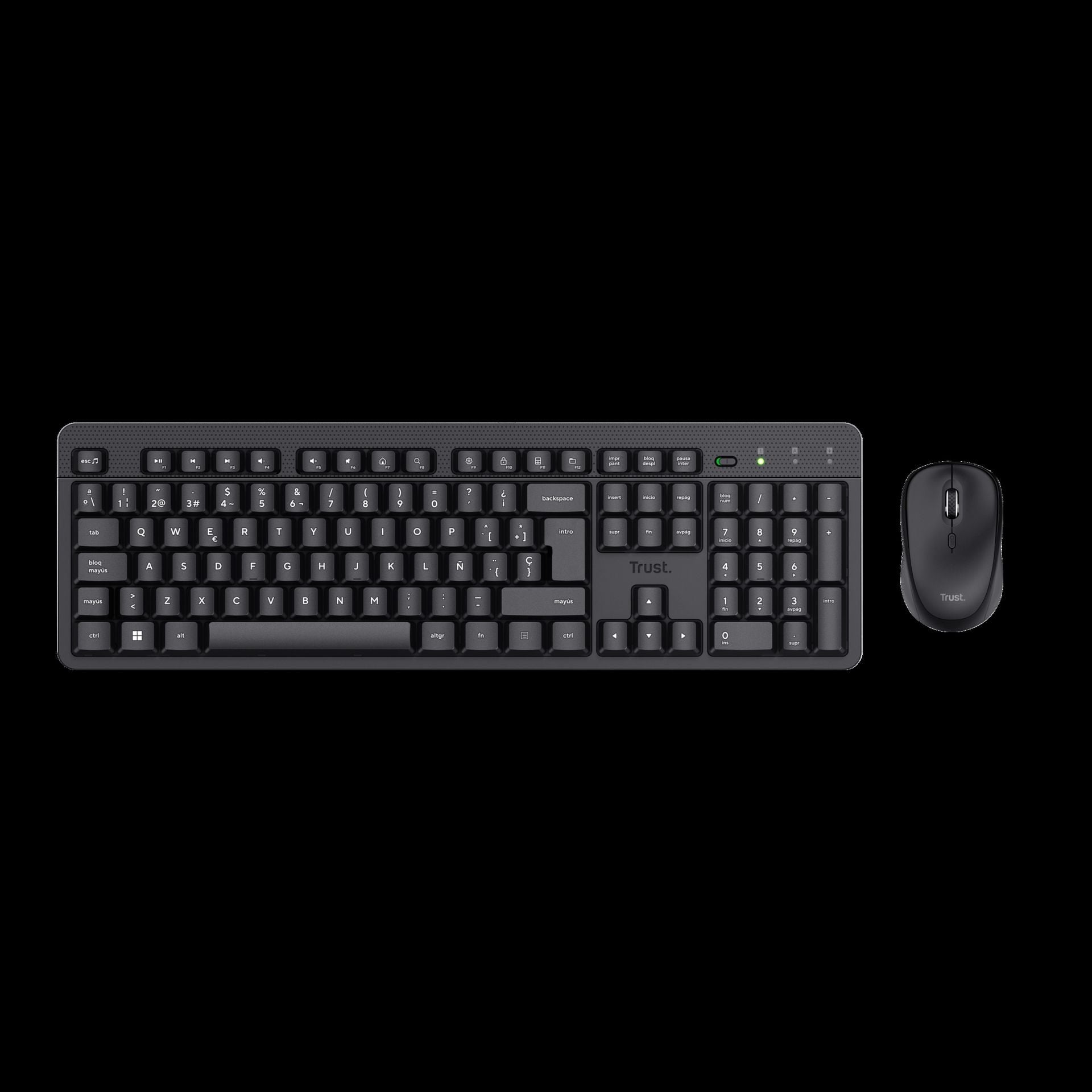 Trust combo de teclado y mouse inalámbricos y silenciosos ES ODY II - 25020