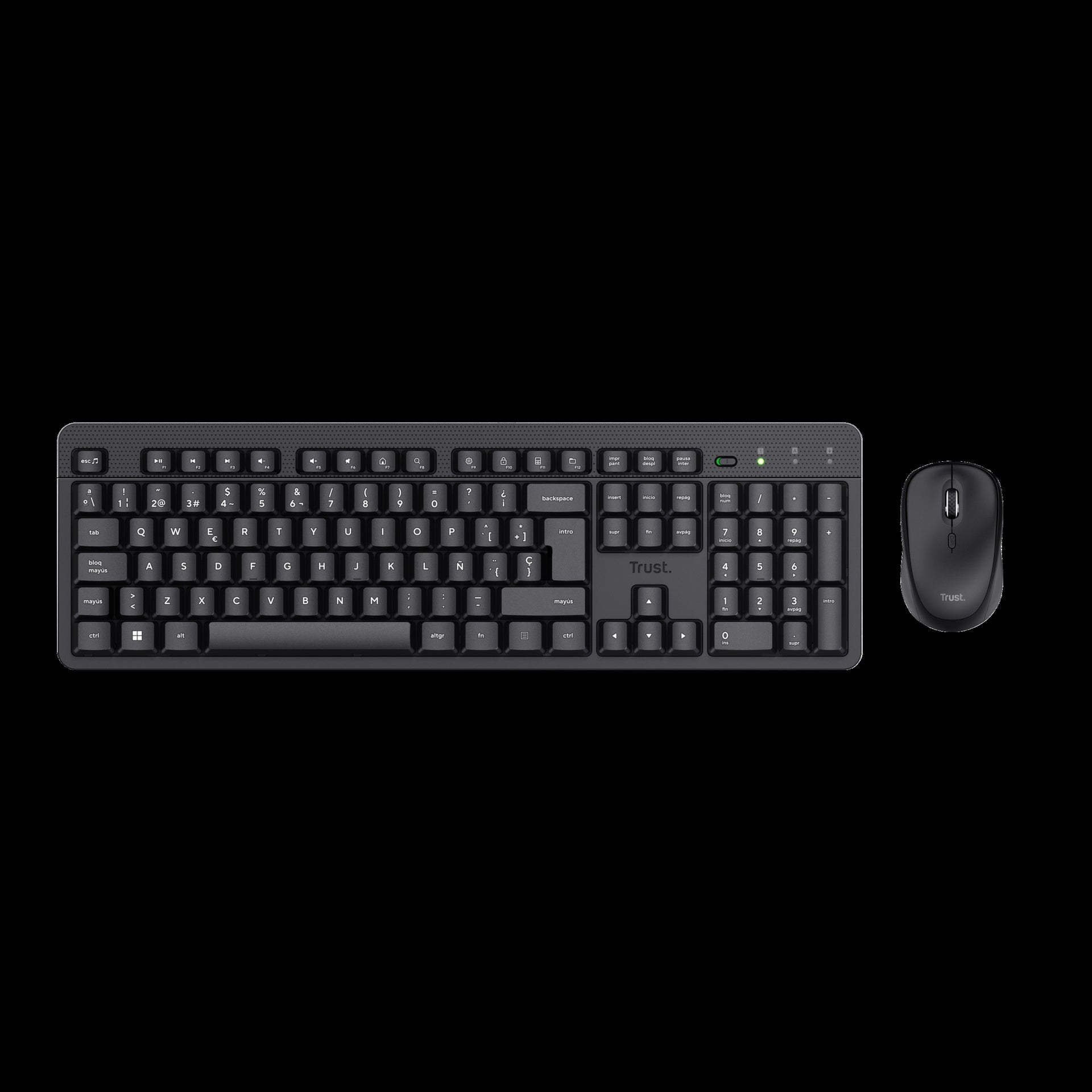 Trust combo de teclado y mouse inalámbricos y silenciosos ES ODY II - 25020