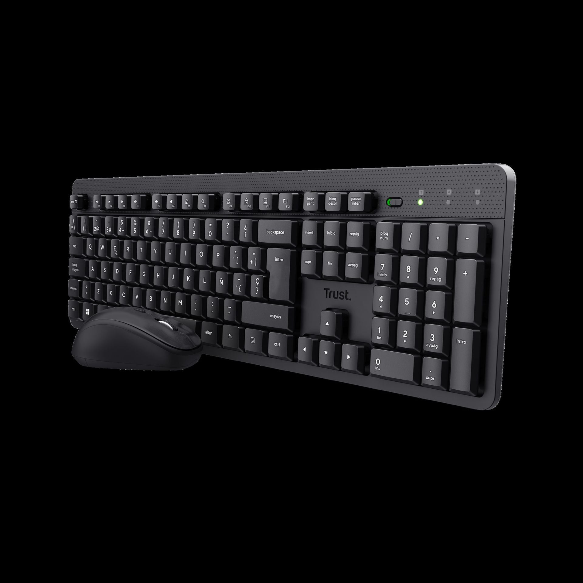 Trust combo de teclado y mouse inalámbricos y silenciosos ES ODY II - 25020