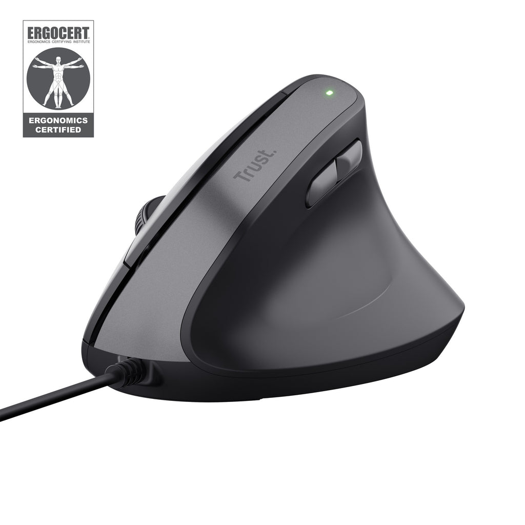 Trust mouse ergonómico alámbrico negro ángulo vertical 25144