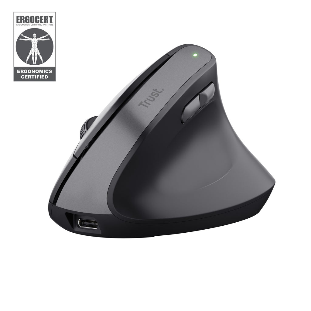 Trust mouse ergonómico negro inalámbrico recargable 25145