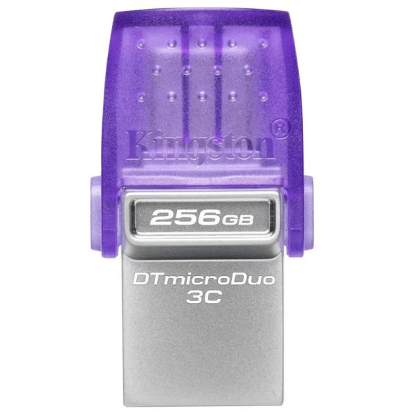 Memoria USB 256GB Kingston Data Traveler Micro Duo 3C USB-A / USB-C 3.2 Gen 1 Dtduo3cg3/256gb - Plateado / Morado