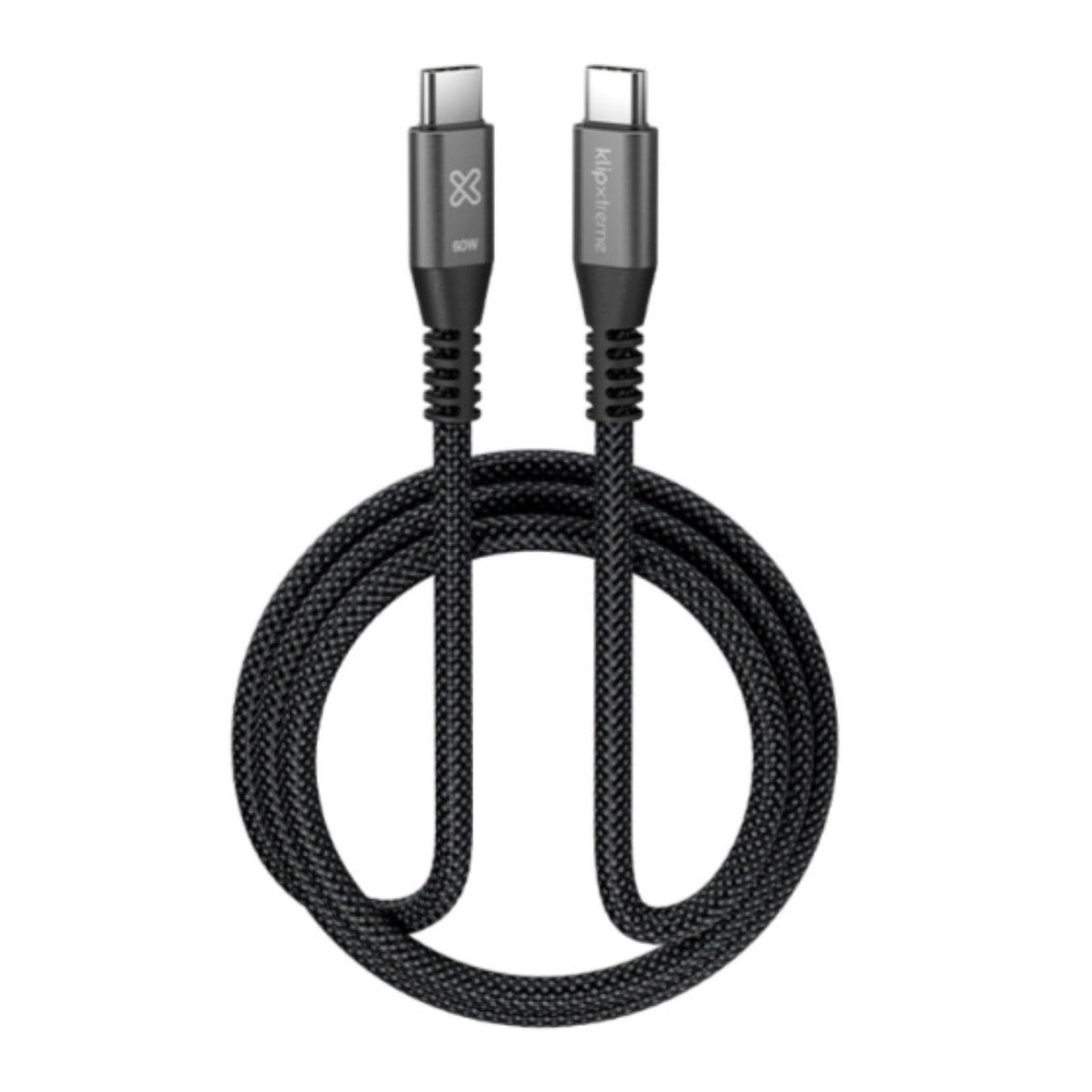 Klip Xtreme Cable USB-C a USB-C Trenzado 3m 60W Negro Imagen principal del producto