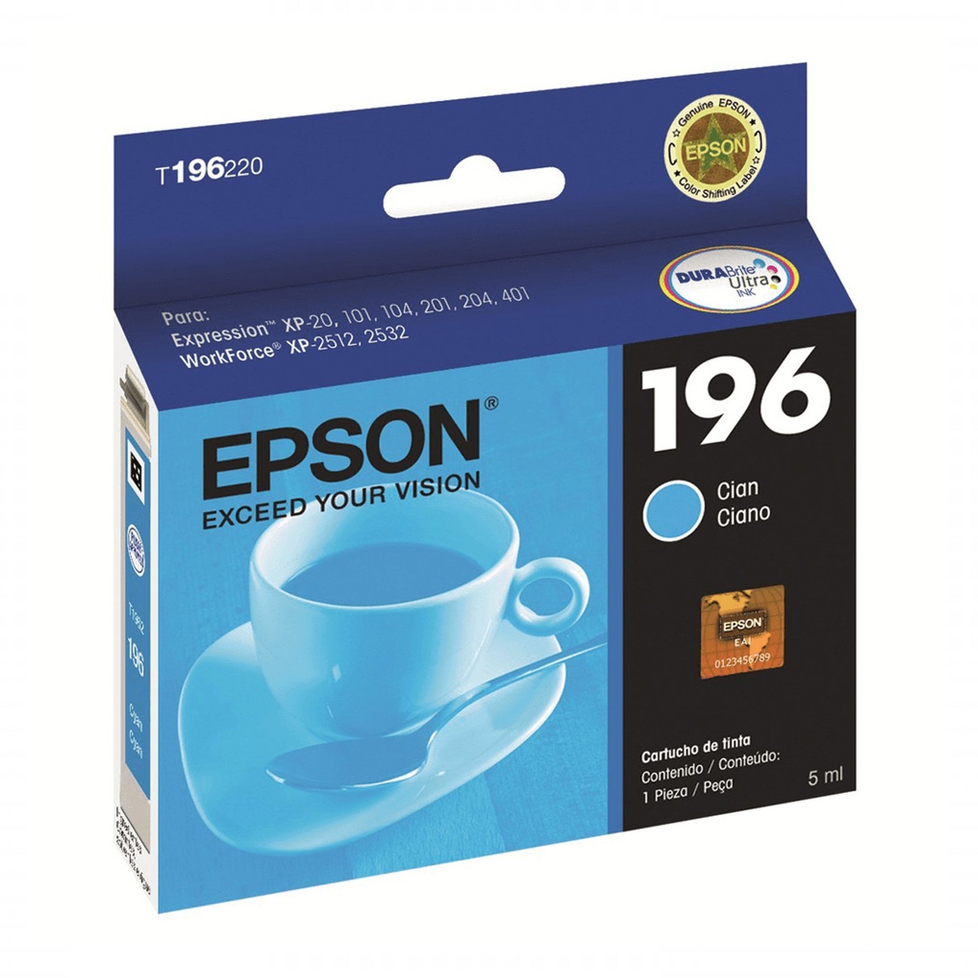 Cartucho tinta Epson 196 cian T196220-AL Imagen principal del producto