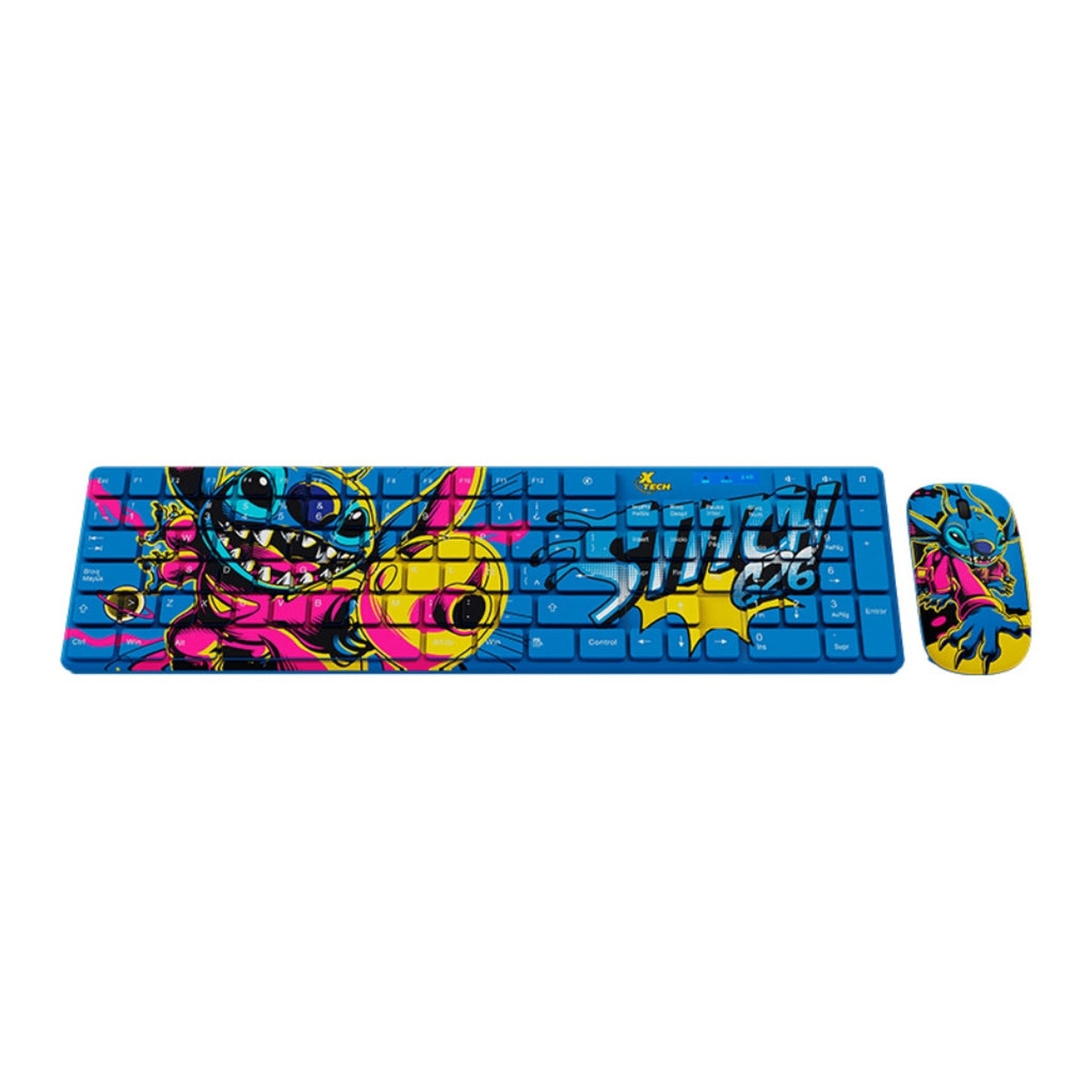 Xtech Kit Teclado y Mouse Inalámbrico Stitch Disney