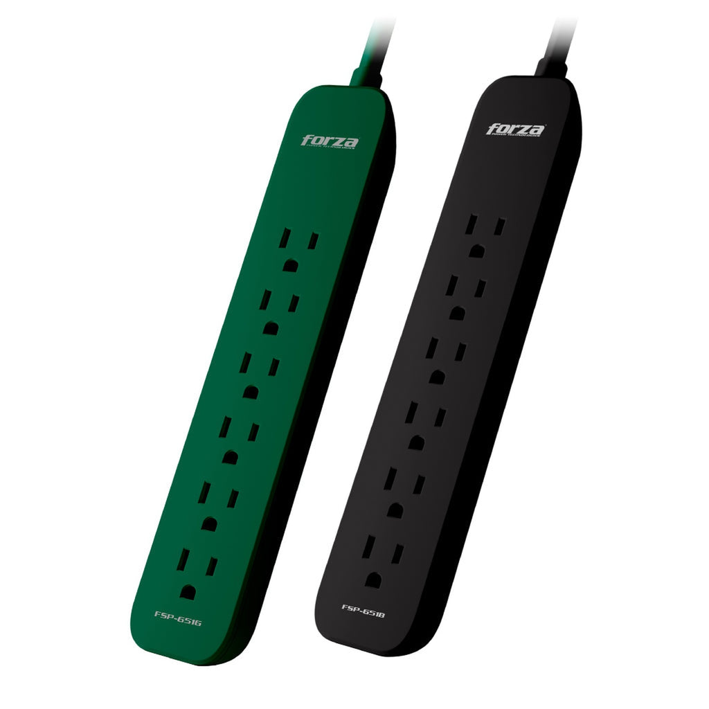 Forza protector de voltaje 6 tomas 500J 2 pack gr bk
