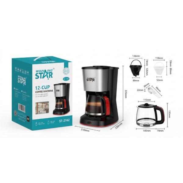 Cafetera Eléctrica Winning Star 1.25L 12 Tazas ST-2162 Imagen principal del producto