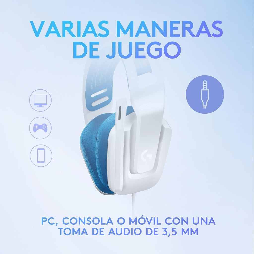 Headset gaming Logitech G335 alámbrico 3.5 mm ligero