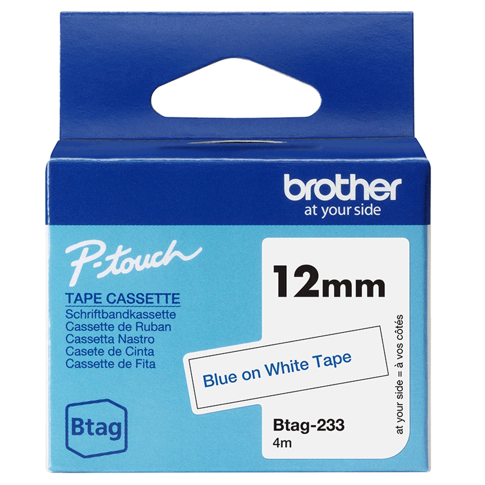 Cinta etiquetado Brother BTAG233 12 mm x 4M azul sobre blanco Imagen secundaria del producto