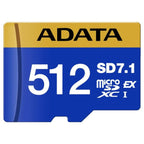 Memoria Micro Sdxc 512GB Adata UD512GEX3L1-C Clase 10 V30 800 Mb/s / Hasta 700 Mb/s para Creación de Contenido Profesional, Juegos de Alto Rendimiento