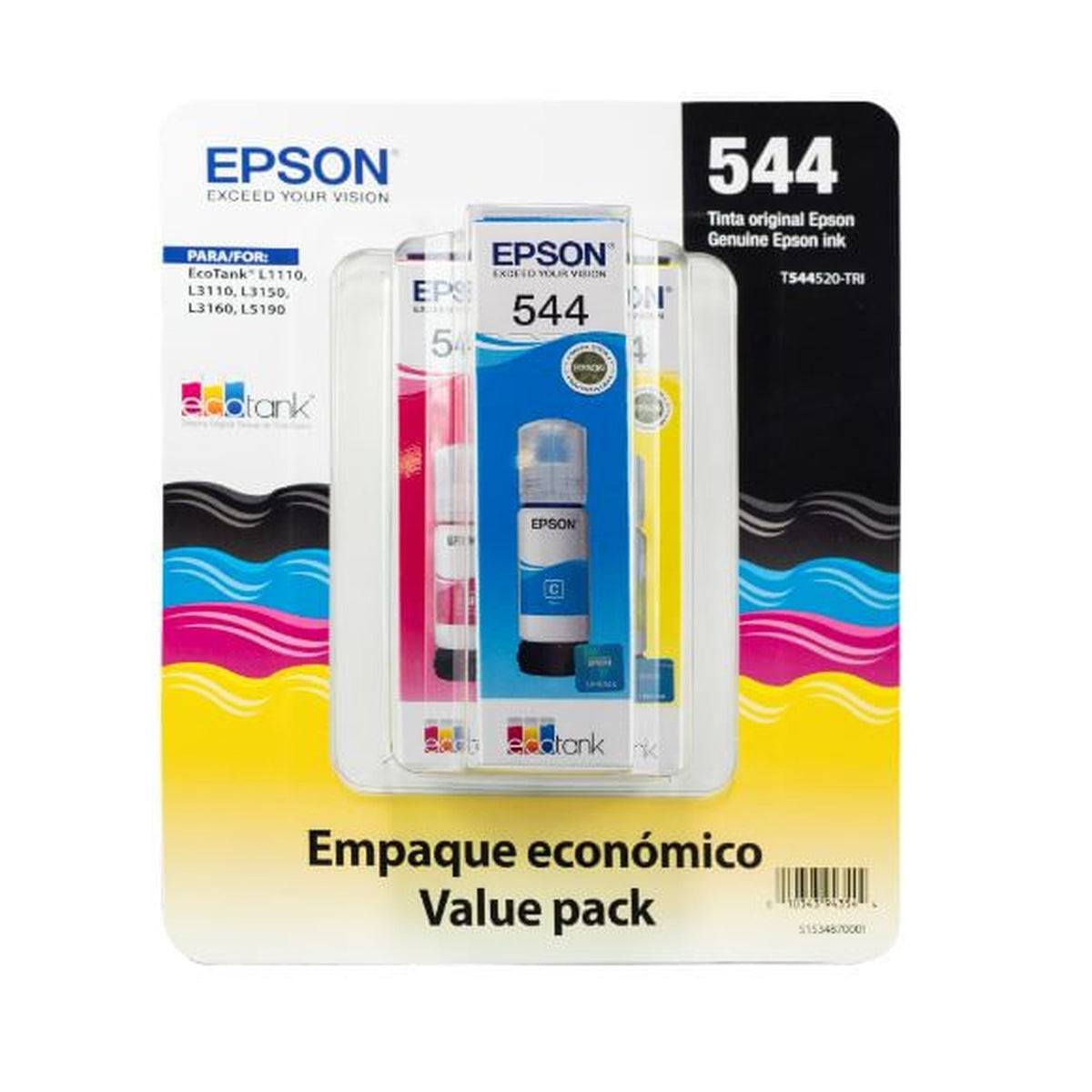 Epson botella tinta T544 pack 3 cian magenta amarillo Imagen principal del producto