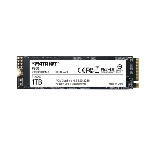 HD INTERNO SOLIDO 1TB PATRIOT P300 M.2 2280 PCIE GEN3 X4 NVME 2100MB/S / 1650MB/S P300P1TBM28 P300 - NEGRO