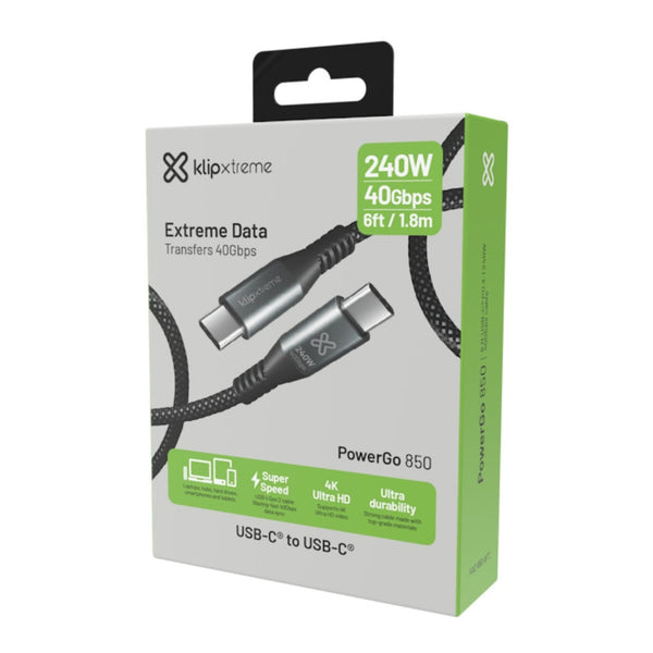 Klip Xtreme cable USB-C negro KAC-850-6FT