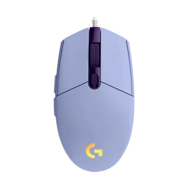 Mouse Gaming RGB Logitech G203 Lightsync Alámbrico USB 8000 Dpi 910-005851 - Lila