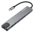 Hub Argom 8 en 1 Type-C con HDMI, USB 3.0, RJ45, SD/TF