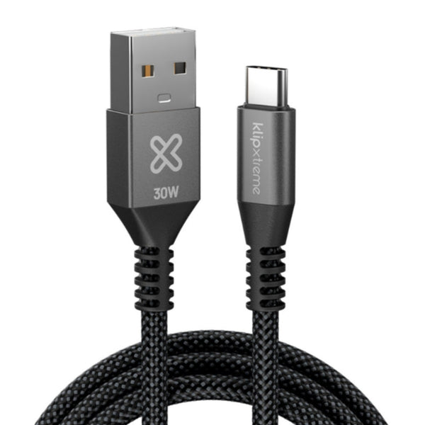 Klip Xtreme cable USB-C a usb-a trenzado 1M 30W carga rápida