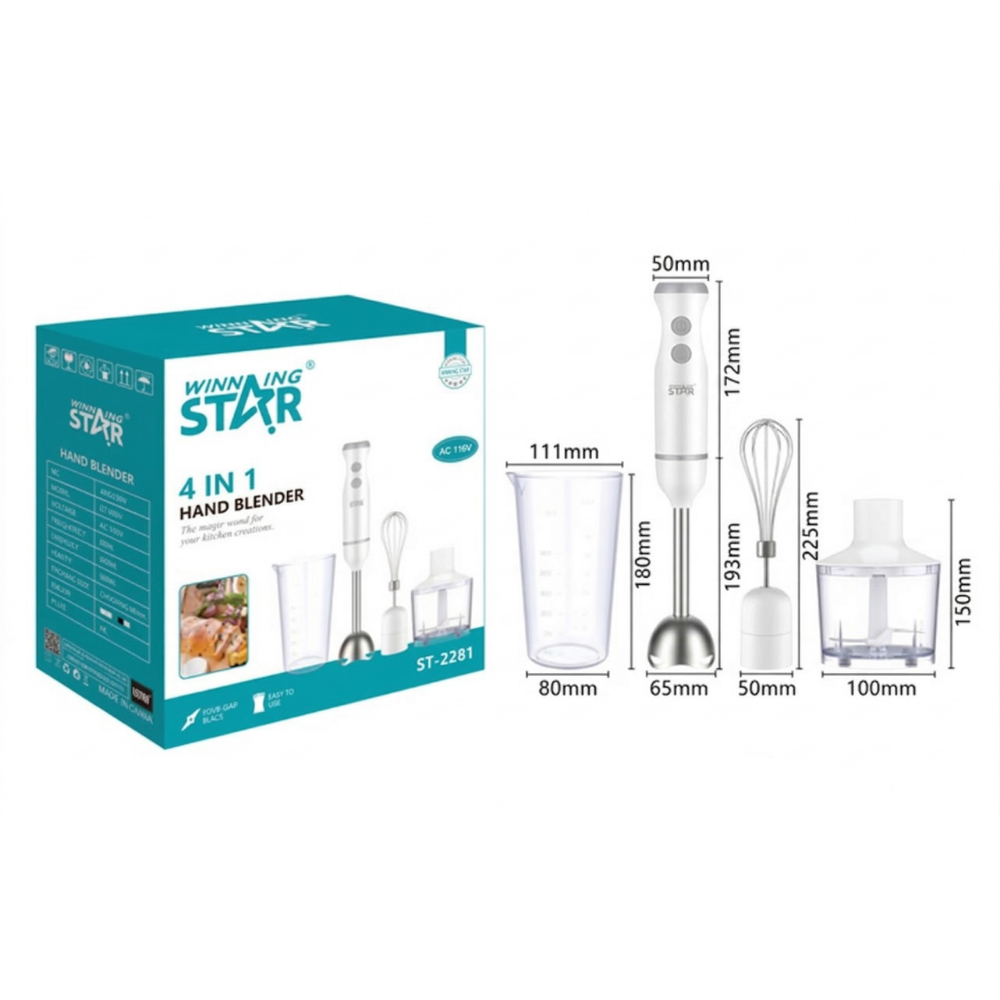 Batidora de Inmersión Winning Star ST-2281 4 en 1 400W JBQ-1069-WST-110V-1491 - Blanco