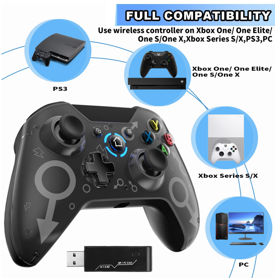 Control X Box Windows Inalambrico - Negro