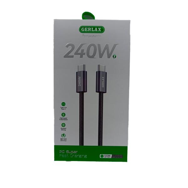 Gerlax Cable USB Tipo C L41T 1M Negro Carga Rápida Imagen principal del producto